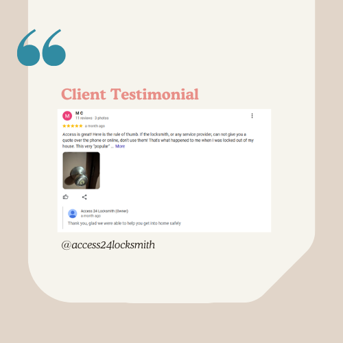 residential locksmith testimonial 3
